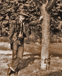 Ty leaning on a tree in 1978 -  36 years of reenacting
